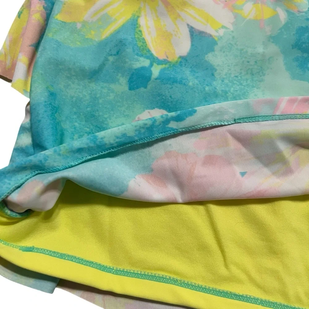 Justice 14Y Floral Tiered Ruffle Tankini Swimsuit